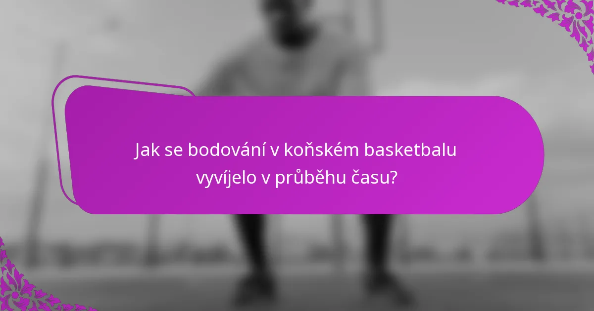 Jak se bodování v koňském basketbalu vyvíjelo v průběhu času?