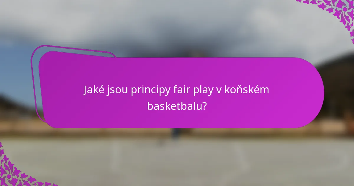 Jaké jsou principy fair play v koňském basketbalu?