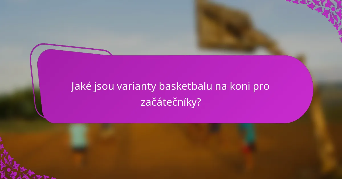 Jaké jsou varianty basketbalu na koni pro začátečníky?