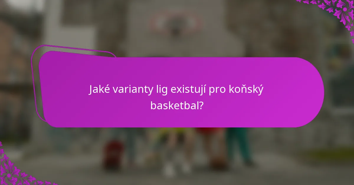 Jaké varianty lig existují pro koňský basketbal?